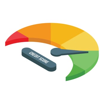 Credit score icon, isometric style vector