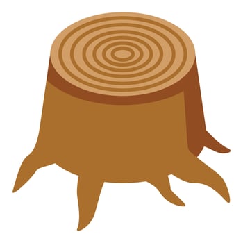 Oak stump icon, isometric style vector