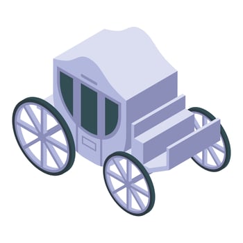 White royal carriage icon, isometric style vector