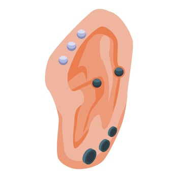 Ear piercing icon, isometric style vector