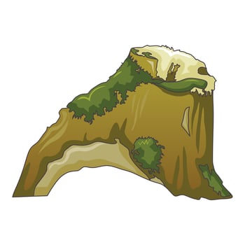 Stump with green grass icon, cartoon style vector