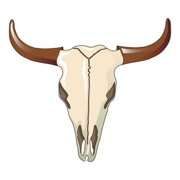 Cow skull icon, cartoon style vector