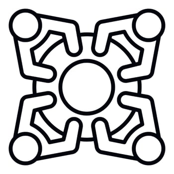 People at the round table icon, outline style vector