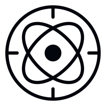Circle atom alchemy icon, outline style vector
