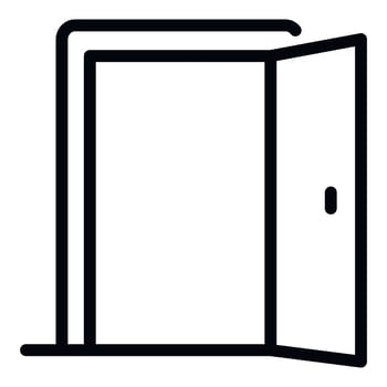Open room door icon, outline style vector