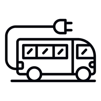 Electric school bus icon, outline style vector