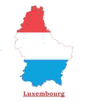 Luxembourg National Flag Map Design, Illustration Of Luxembourg Country Flag Inside The Map vector