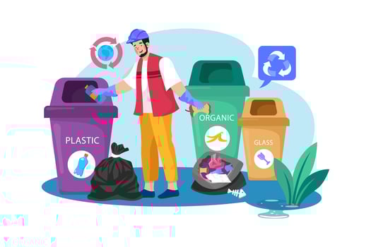 Trash Management Illustration concept. A flat illustration isolated on white background vector