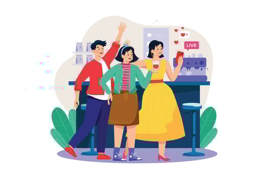 Woman with a mobile phone streaming online vector