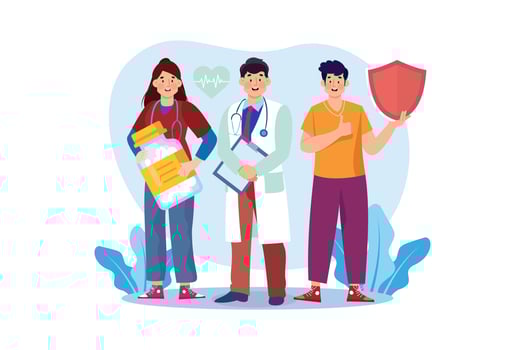 Hospital staff standing together Illustration concept. A flat illustration isolated on white background vector
