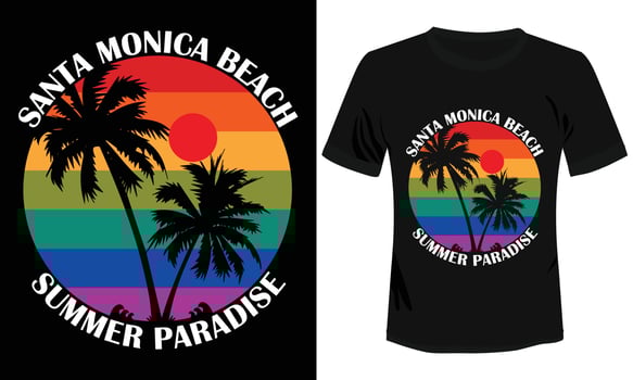 Santa Monica Beach Summer Paradise T-shirt Design vector