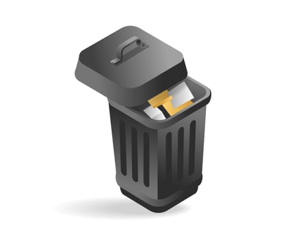 Isometric flat 3d illustration concept of paper waste bin vector