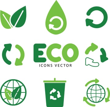 icons as eco Eco friendly vector, recycle, reusable, go green vector
