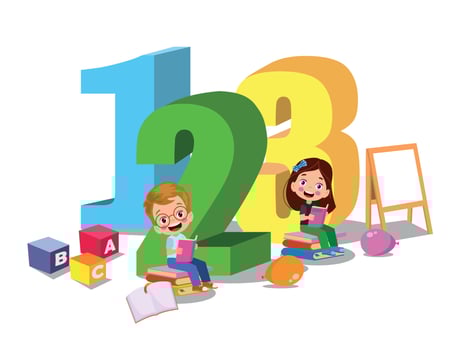 Cartoon kids with 123 numbers vector image