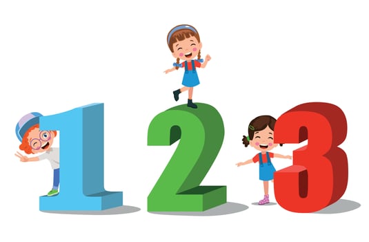 Cartoon kids with 123 numbers vector image