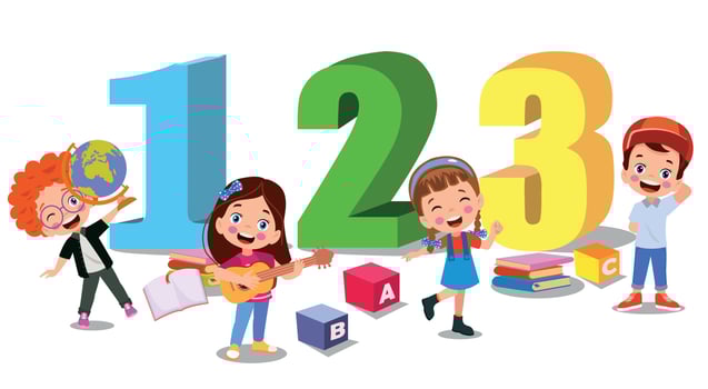Cartoon kids with 123 numbers vector image