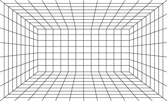 Perspective Grid Black Thin Line. Vector