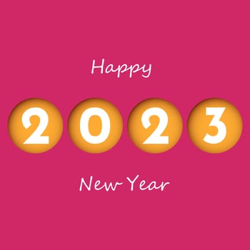 Vector Christmas Banner. Decorative Cutout Number 2023. Text Happy New Year.