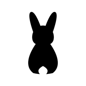Silhouette of a black rabbit on a transparent background. Back view. vector