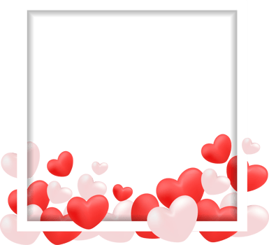 Valentine Hearts with Square White Frame png