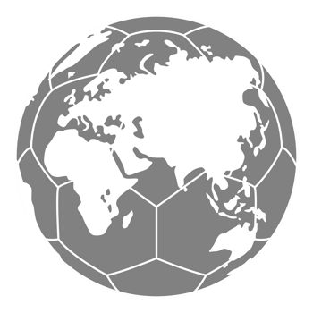 World Map on the Foot Ball Silhouette for Icon, Symbol, Pictogram, Sport News, Art Illustration, Apps, Website or Graphic Design Element. Format PNG