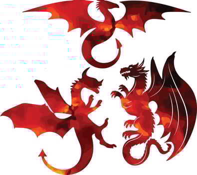 dragon pack wild animal vector fire