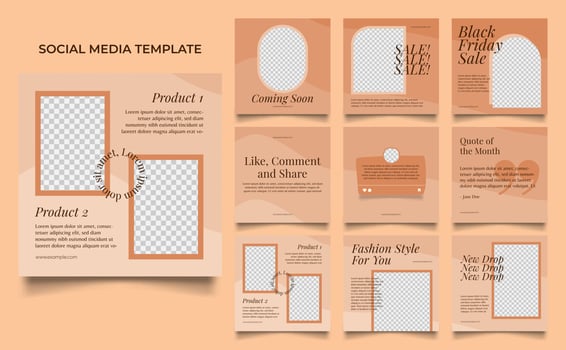 social media template banner fashion sale promotion in brown beige color vector