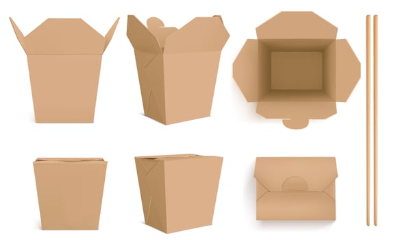 Vector craft paper Wok boxes and chopsticks