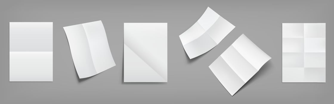 Folded white posters, blank paper sheets vector