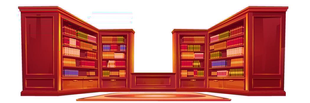 Luxury old library, athenaeum interior stuff. vector