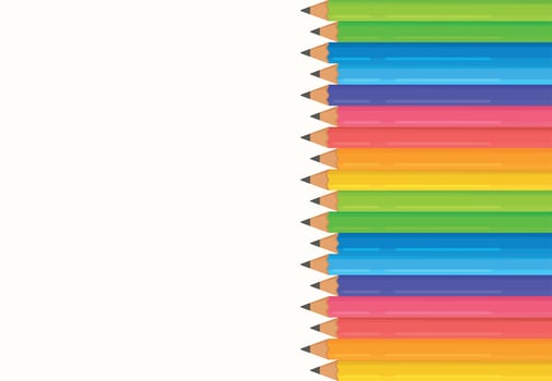 Vector illustration of a multicolored pencil presentation template.
