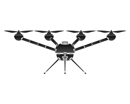 Quadcopter in outline style. PNG illustration.