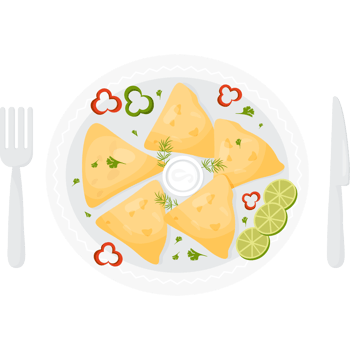 Mexican Quesadilla in bowl with knife and fork png