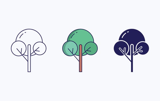 Tree icon, line and glyph vector illustration
