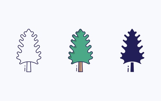 Tree icon, line and glyph vector illustration