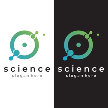 Modern science particle or molecule element logo design. Logo for science,atom,biology,technology,physics,lab. vector