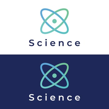 Modern science particle or molecule element logo design. Logo for science,atom,biology,technology,physics,lab. vector