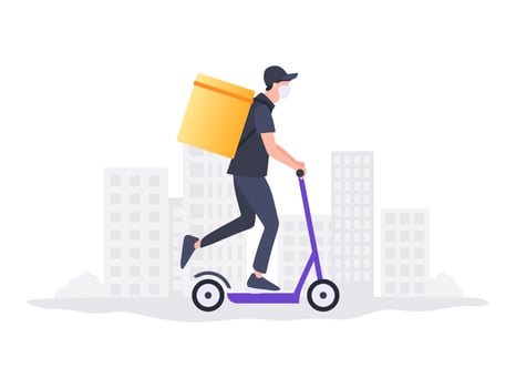 Delivery. Online delivery service. Scooter courier. Online order tracking. Delivery home and office. Vector illustration