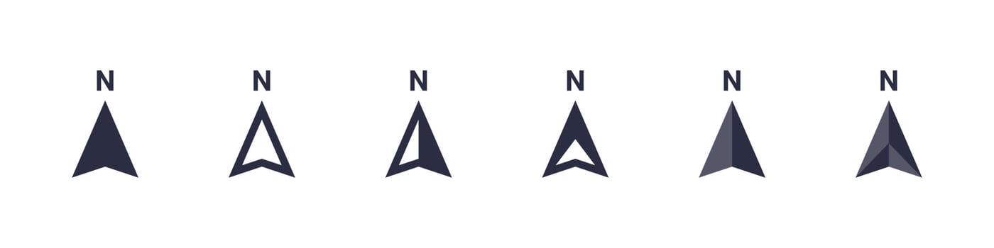 Navigation signs. Set of vector compass icons. Navigation icons. Compass symbols. Vector illustration