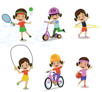 funy kid doing different activities vector