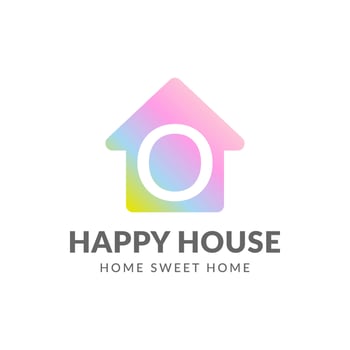 letter O happy house vector logo design