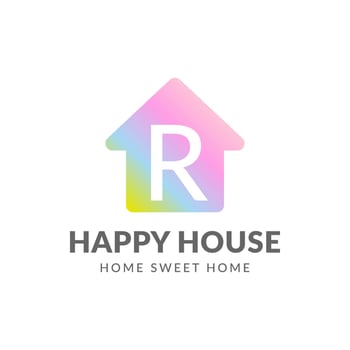 letter R happy house vector logo design