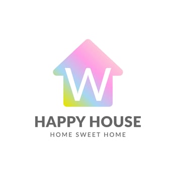 letter W happy house vector logo design