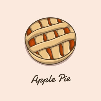 Apple pie vector icon. American homemade traditional dessert.