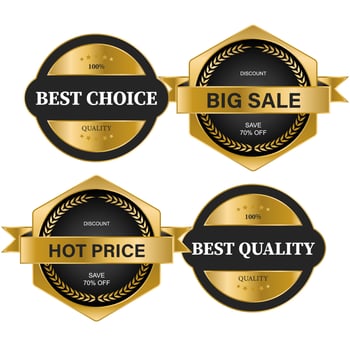 Golden labels premium quality collection vector