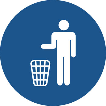 rubbish bin Toilet icon in blue circle. png