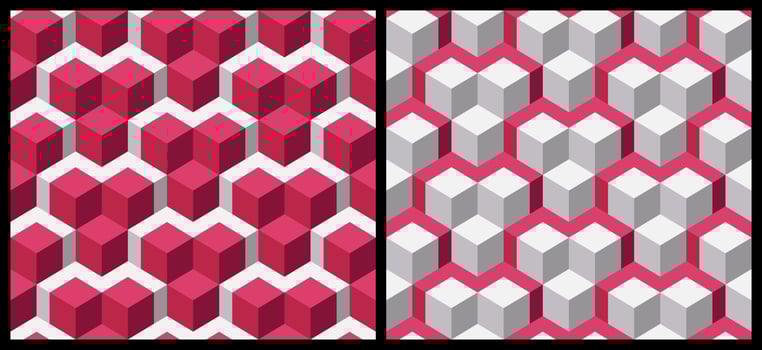Geometric Pattern Background 3D Cube Shape Viva Magenta -2 vector