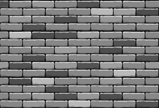 Seamless black and white brick wall texture. Vector background.
