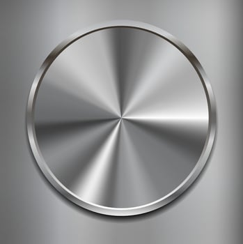Realistic round metal shiny button. Vector illustration.