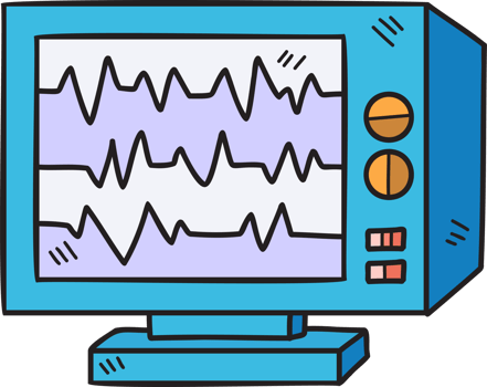 Hand Drawn Computer Monitor and Pulse illustration png